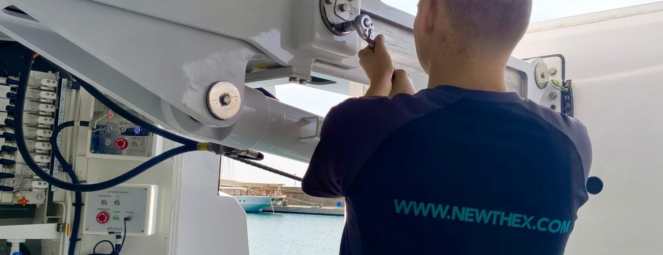 Newthex provides superyacht maintenance in Genoa, including tender garage door service, inspections, repairs, and global aftermarket support for marine systems.